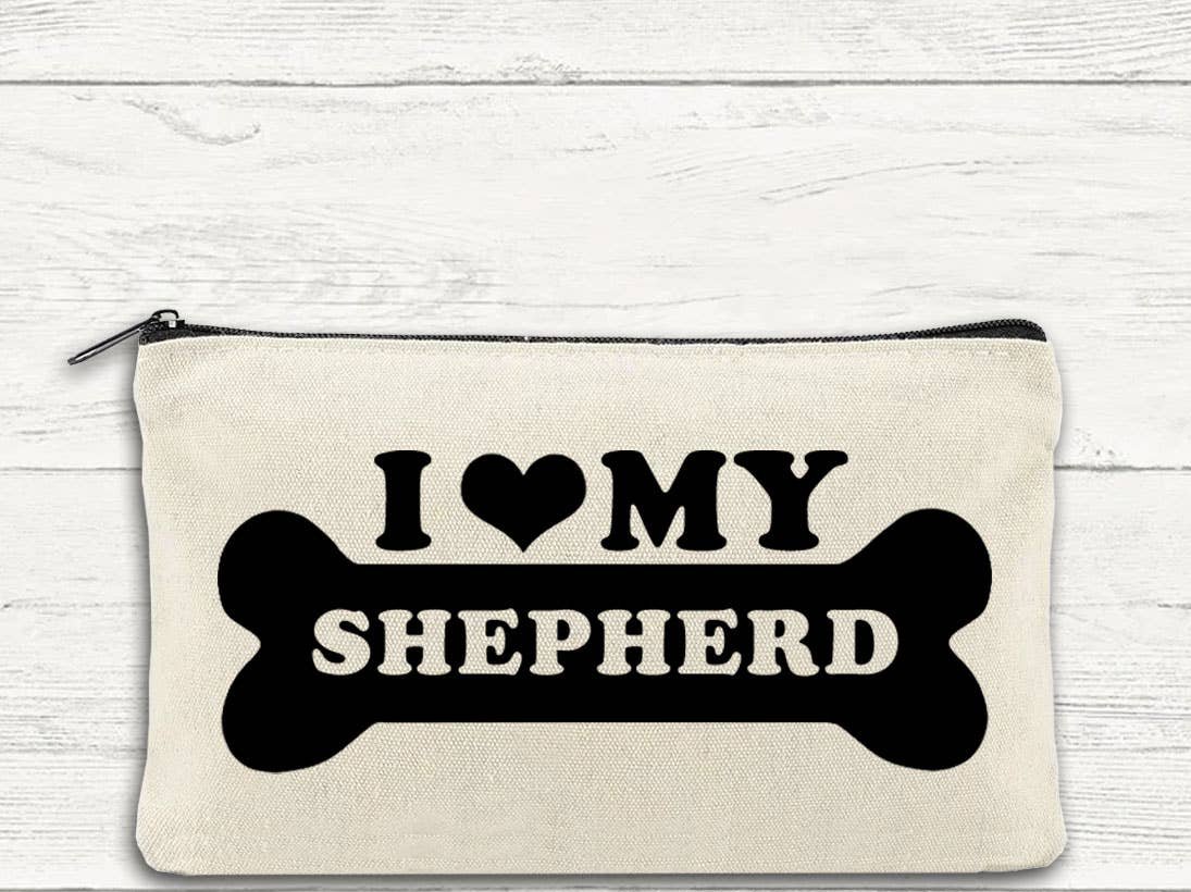 I Love My Shepherd Canvas Multi-Use Zipper Bag