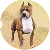 Pit Bull Brindle Cropped Car Coaster