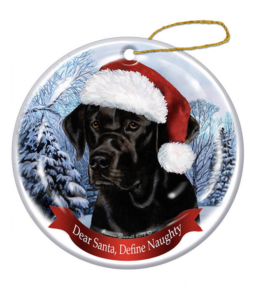Labrador (Black) Santa Hat Dog Ornament