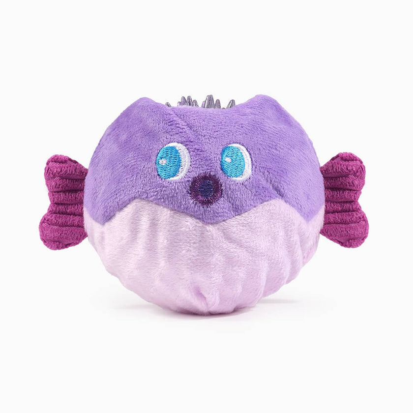 Dog Toy Puffer Fish Plush Covered Spiky Ball Toy