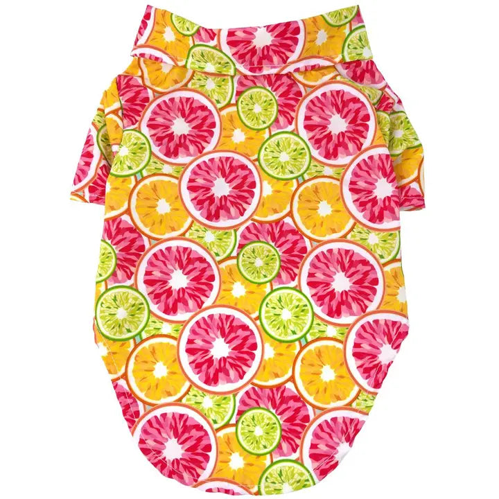 Hawaiian Dog Camp Shirt - Citrus Slice