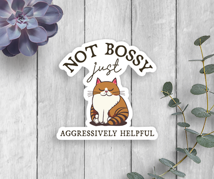 Not Bossy Just Aggressively Helpful Cat Sticker Vinyl Decal