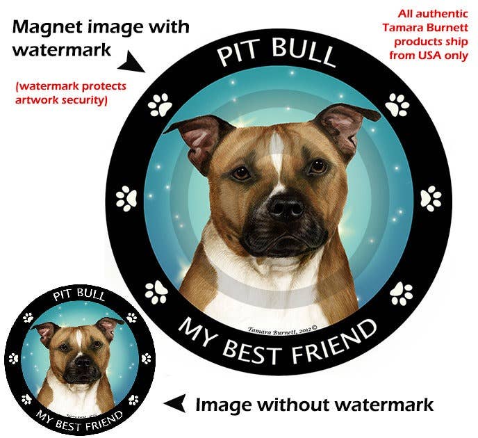Pit Bull Brown & White Uncropped My Best Friend Magnet
