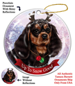 Cavalier King Charles Blk/Tan Santa Hat Dog Porcelain  Ornament