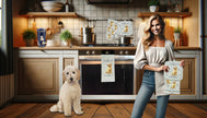 Goldendoodle, oven mitt set