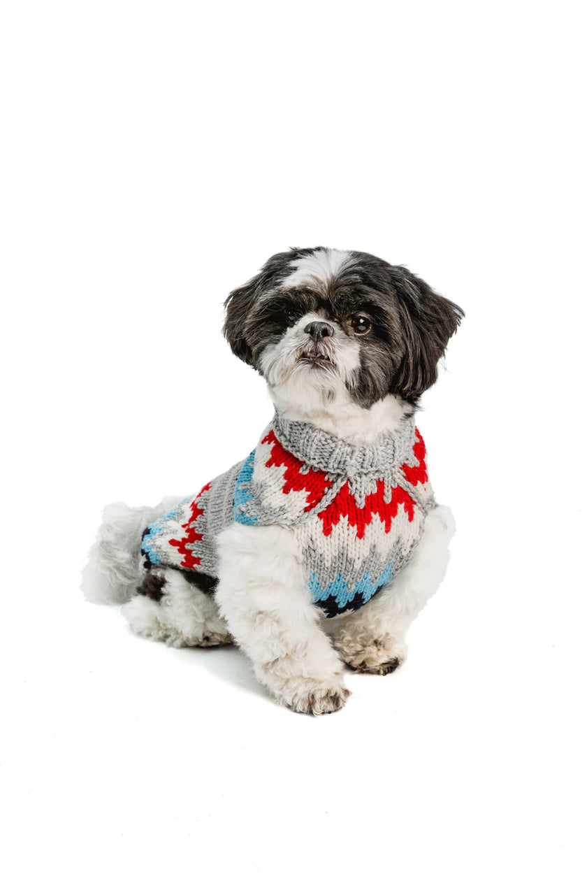 Grey Chevron Dog Wool Pet Sweater