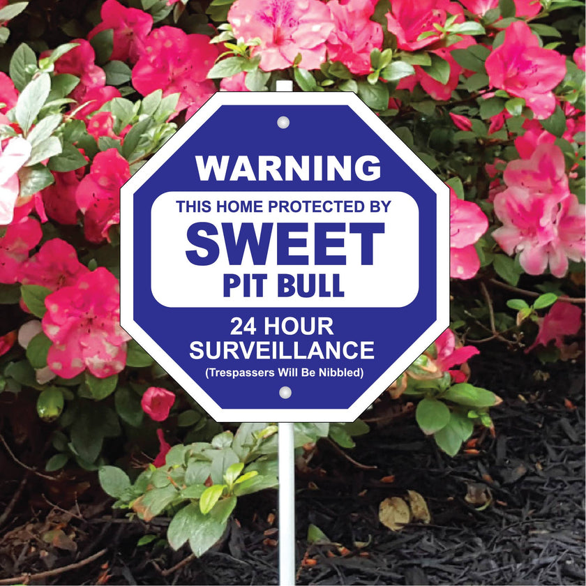 Sweet Pit Bull Garden Security Sign