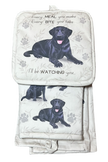 Labrador, black, oven mitt set