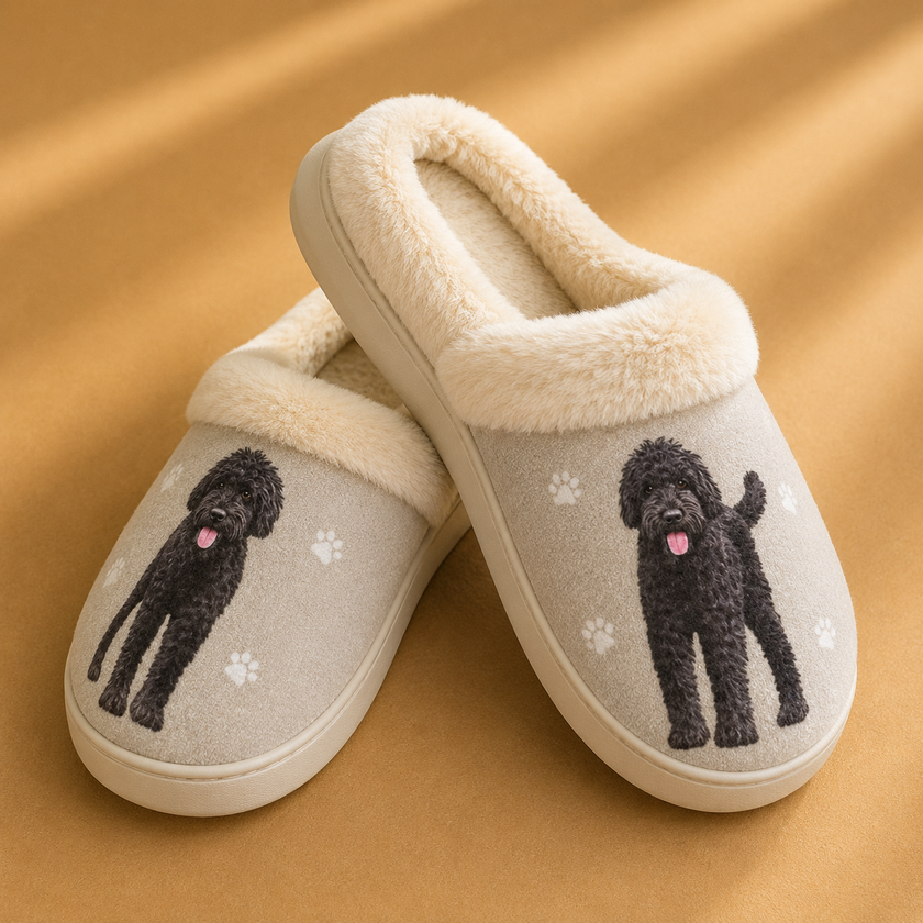 Labradoodle Black Dog Pet Lovers Comfy Snuggs Slippers