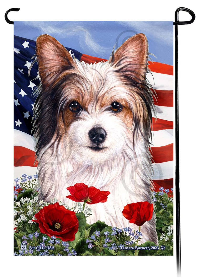 Biewer Terrier - Patriotic Flowers Garden Flag