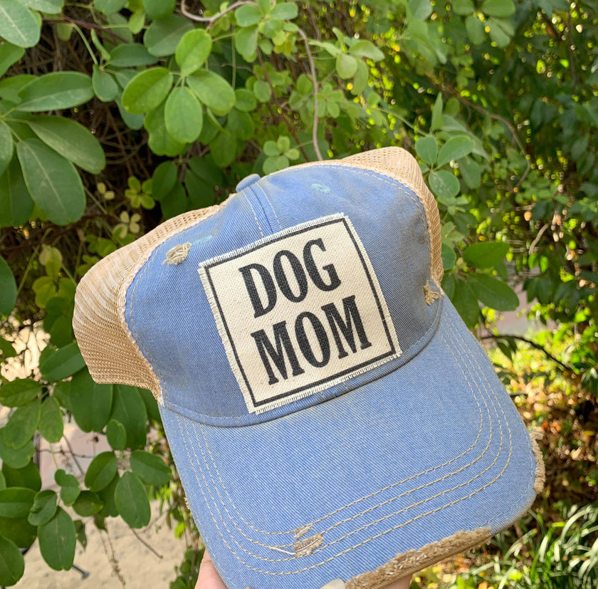 Dog Mom Distressed Trucker Hat Baseball Cap