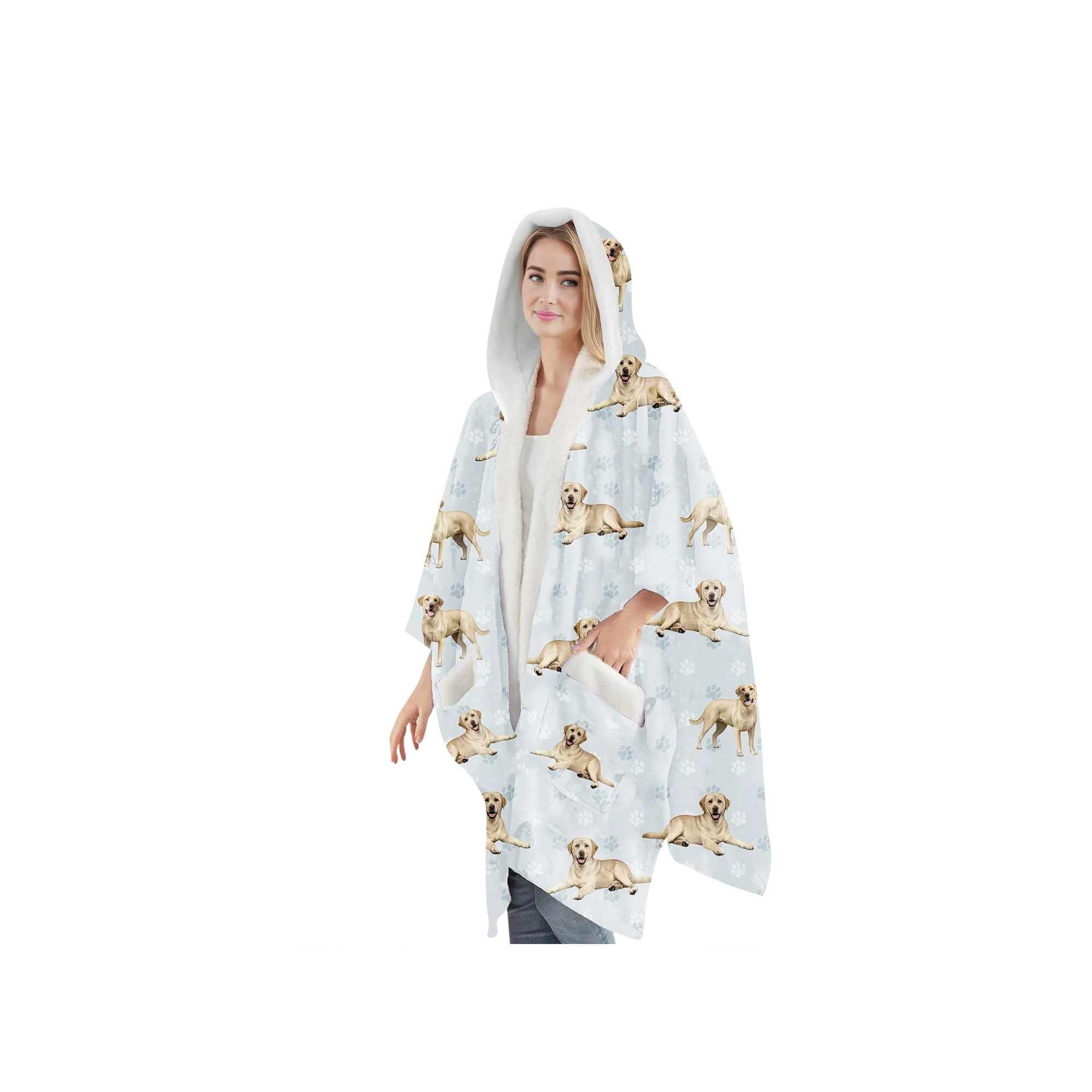 Labrador,Yellow Snugg Wraps with Hoodie – Ultra Soft Sherpa Fleece Wrap for Pet Lovers