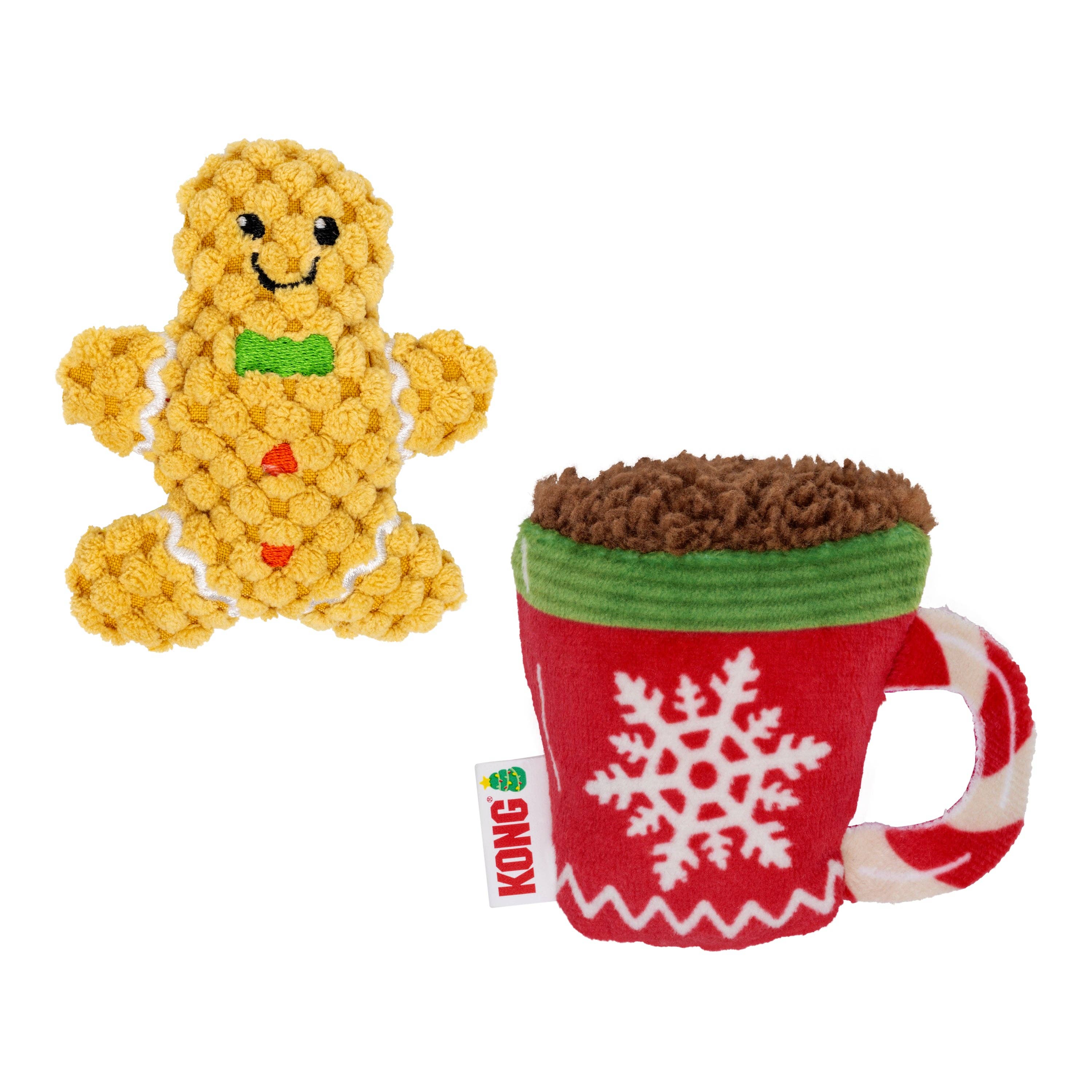 KONG Holiday Scrattles Gingerbread Man and Hot Cocoa Christmas Cat Toy Set