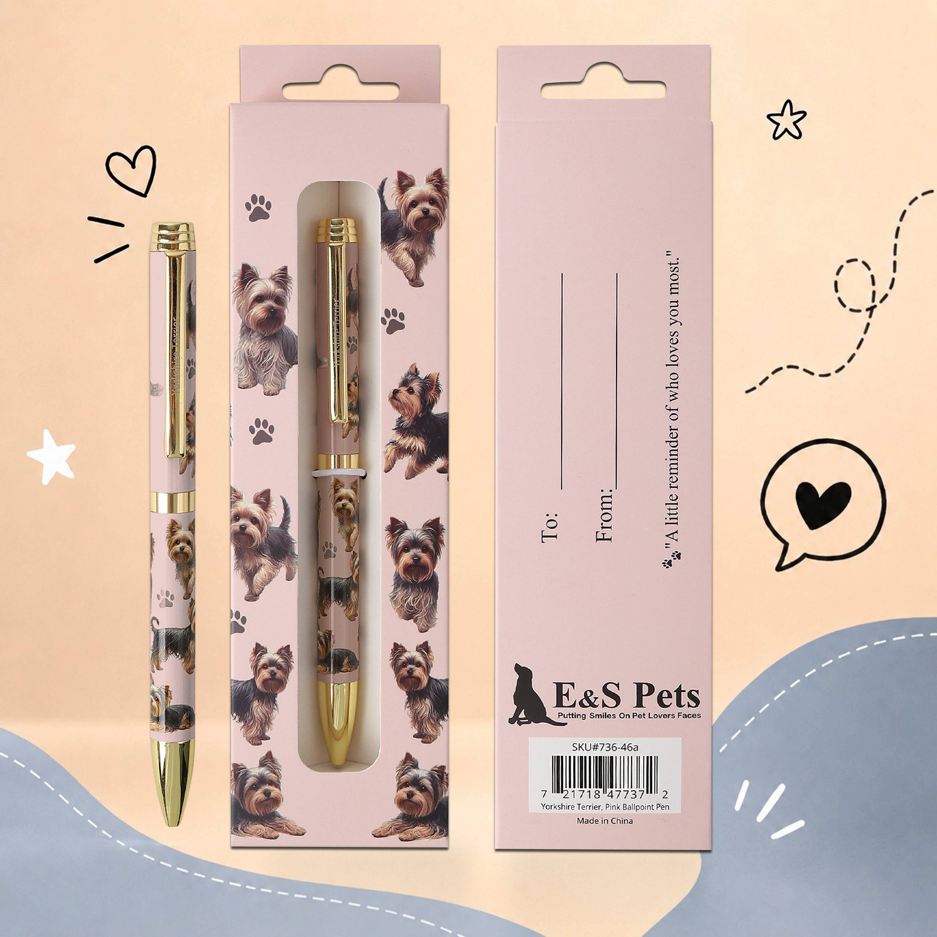 Yorkie Puppy Cut Pink Pet Lover Ballpoint Pen