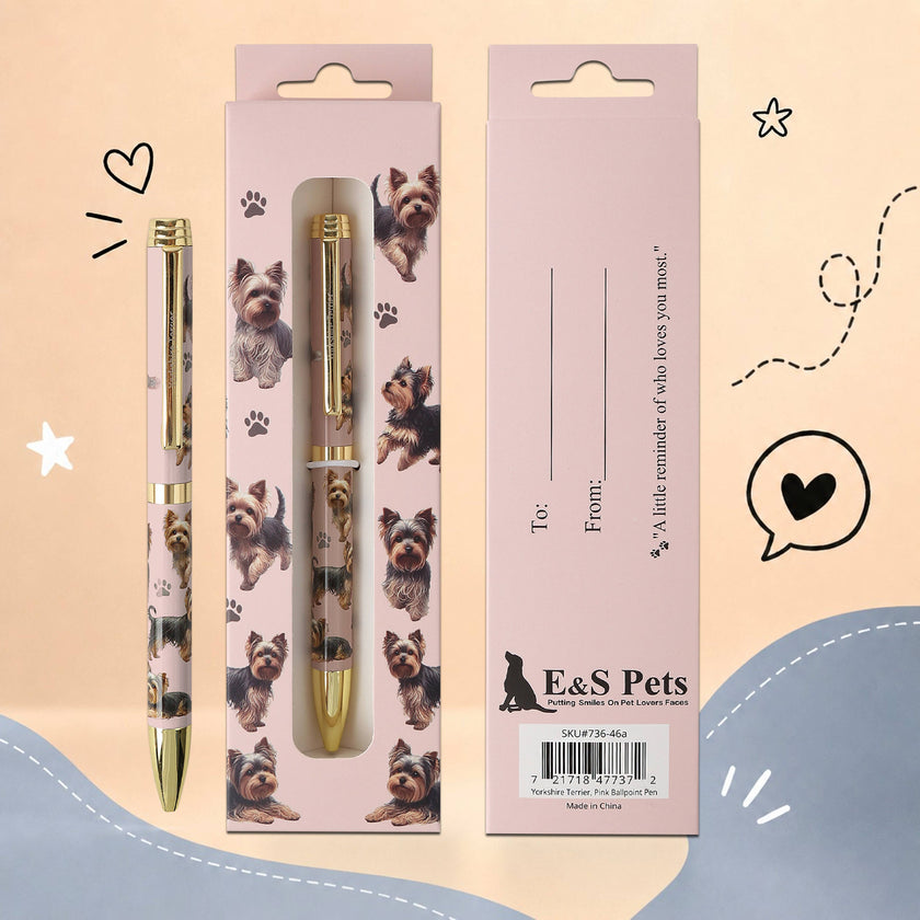 Yorkie Puppy Cut Pink Pet Lover Ballpoint Pen