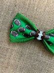 Brown Footballs on Green Burlap Velcro Collar Bow Tie for Cat and Dogs