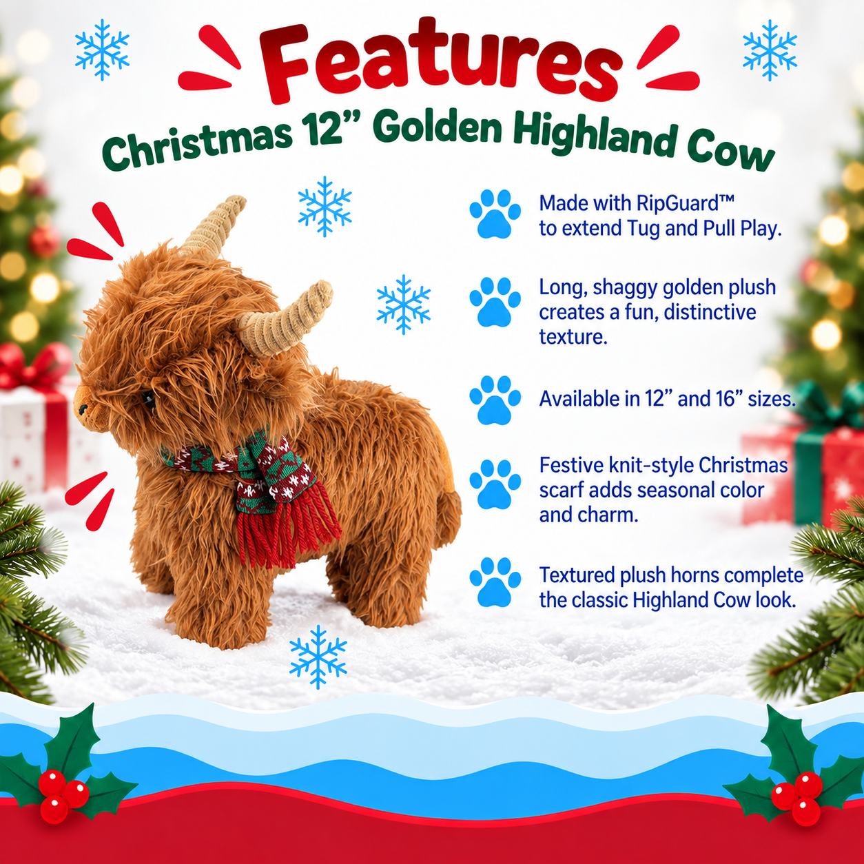 Dog Toy Highland Cow 12
