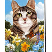 Brown Tabby with Flowers Garden Flag