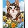 Brown Tabby with Flowers Garden Flag