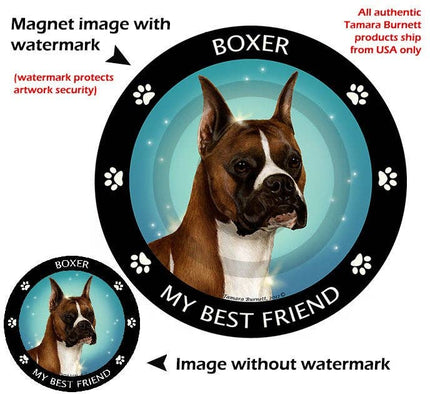Boxer Fawn Cropped My Best Friend Circular Magnet