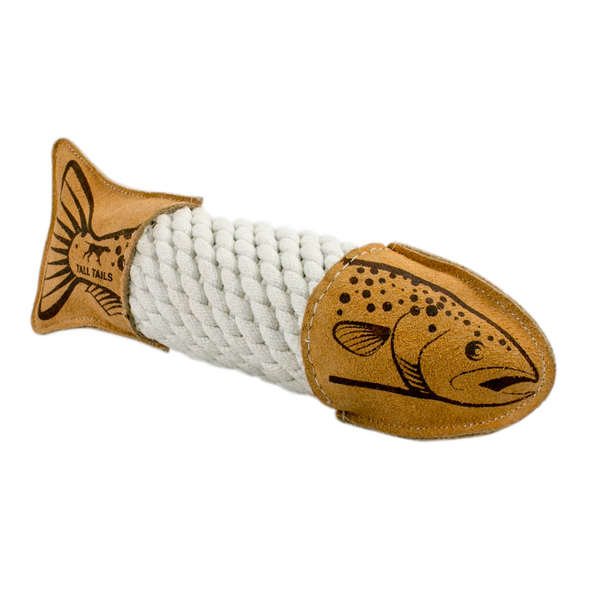 Dog Toy Trout Natural Leather Trout Rope Tug Toy