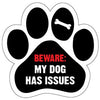 Show off your love for your favorite furry friend with our Beware My Dog Has Issues Paw Magnet! Perfect for your car trunk or any magnetic surface, this adorable paw-shaped magnet features a vibrant image of your favorite dog or cat breed saying. Made from durable, weather-resistant materials, it’s designed to withstand the elements while adding a touch of personality to your vehicle or home.