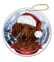 Dachshund (Red) Santa Hat Dog Porcelain Ornament