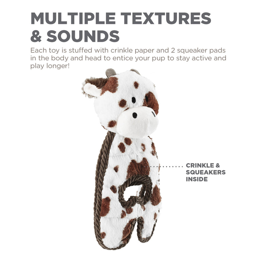 Outward Hound Cuddle Tugs Cow Plush Squeaky Dog Toy