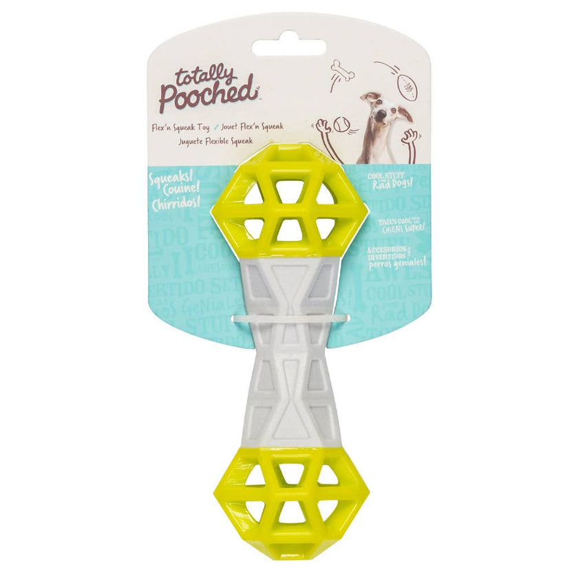 Totally Pooched Flex n' Squeak Toy Foam Rubber Grey/Green