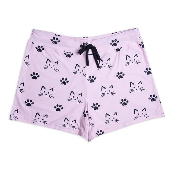 Pajama Shorts Pink Cat Whiskers PJs