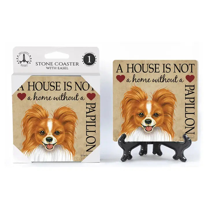 Papillon (Reddish-Brown) - A House Is Not A Home Coaster