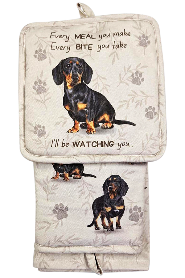 Dachshund Black, oven mitt set