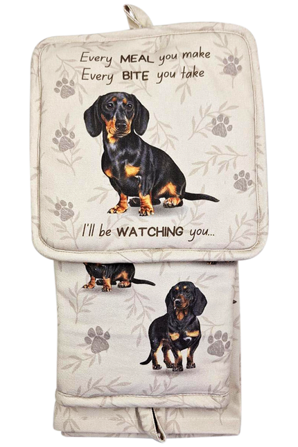 Dachshund Black, oven mitt set