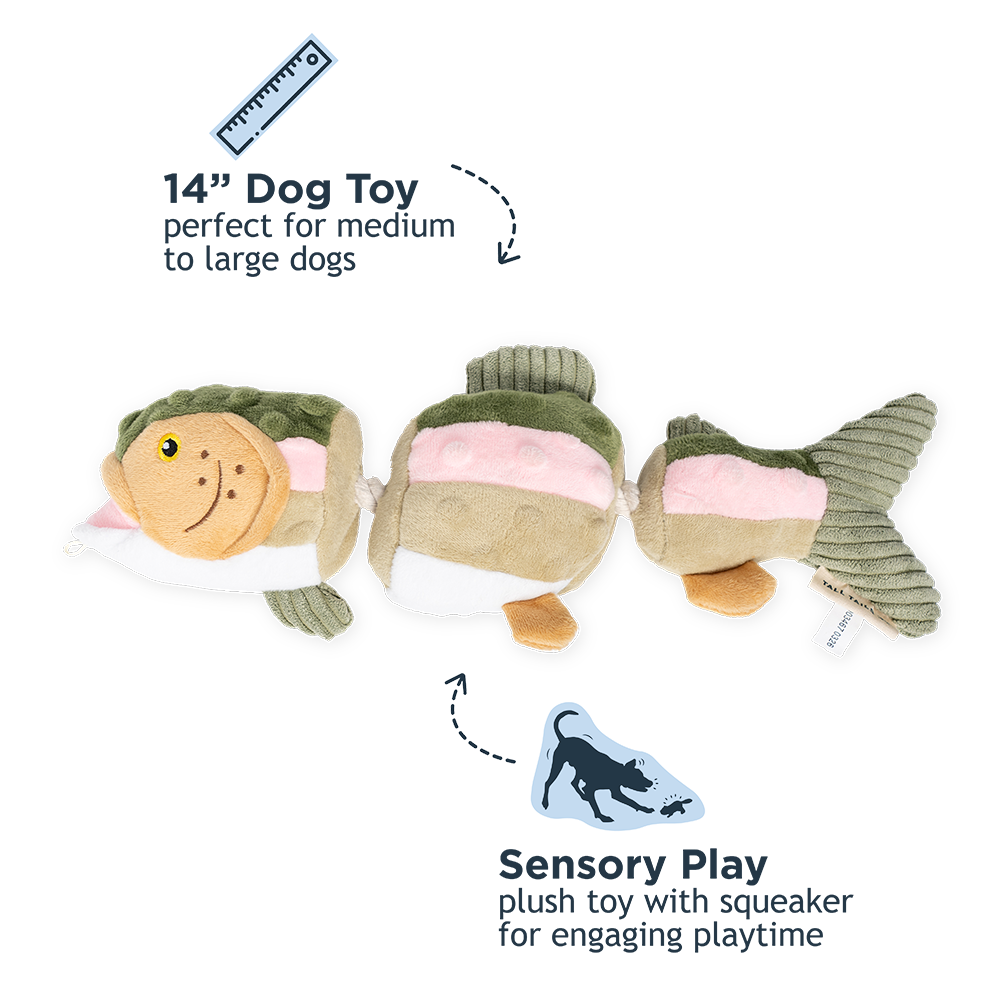 Dog Toy Trout Jointed Shake Play Plush Toy
