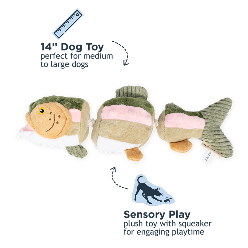 Dog Toy Trout Jointed Shake Play Plush Toy