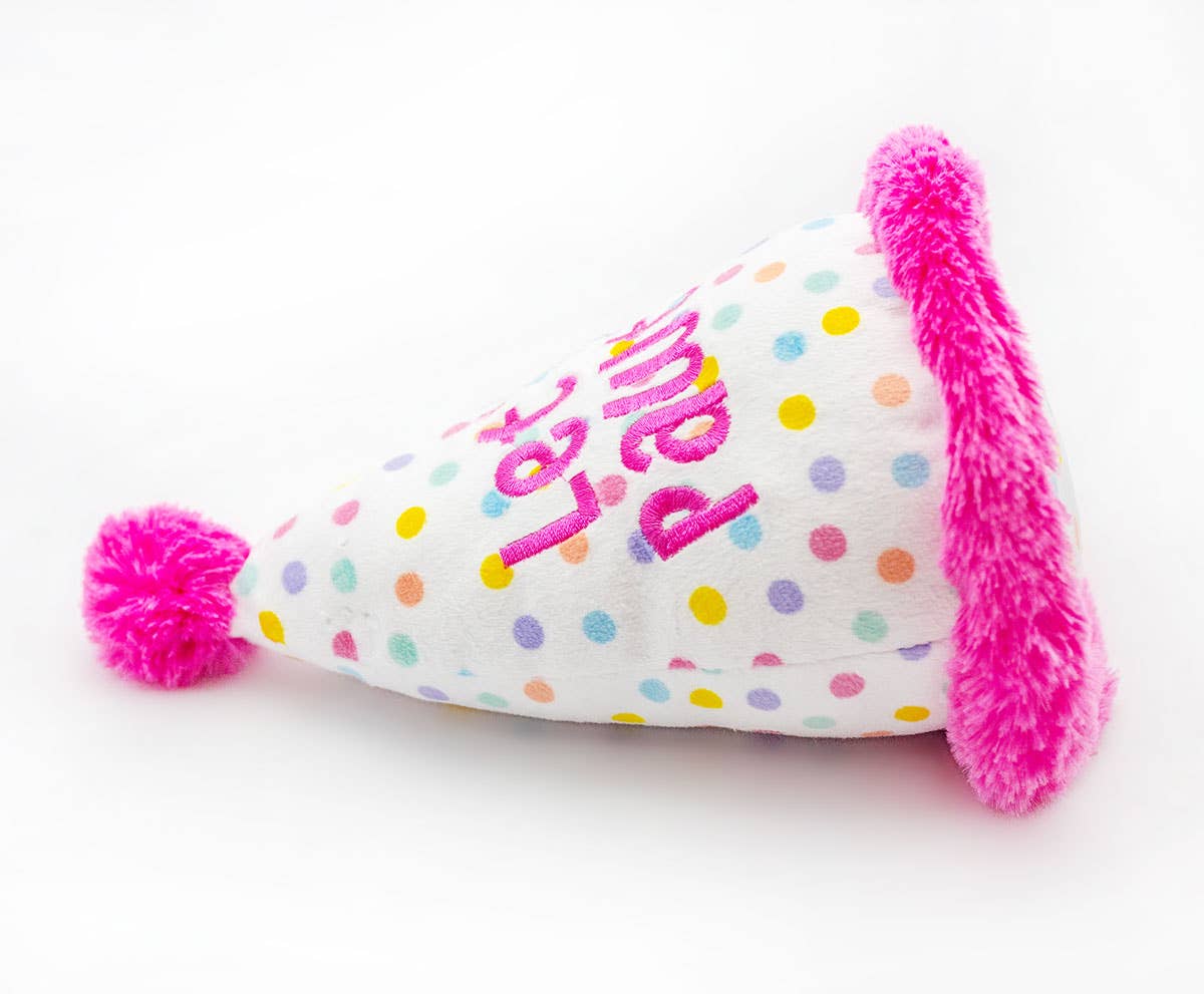 Dog Toy Birthday Hat ThoozyPet Birthday Hat Pink Plush Dog Toy 7