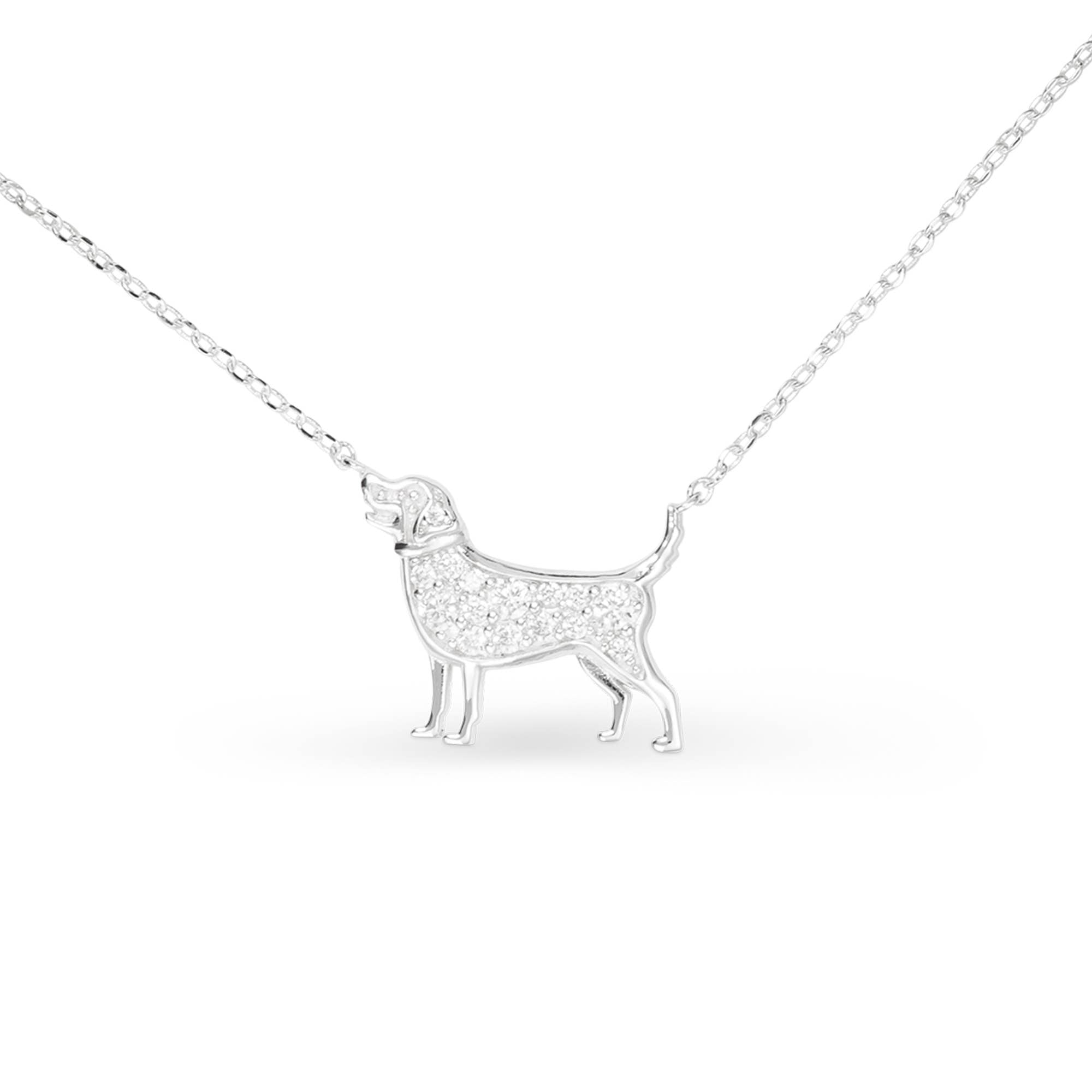 Silver CZ Pet Dog Necklace