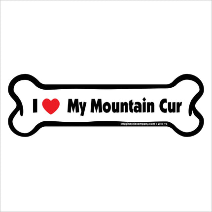 I Love My Mountain Cur  - Bone Car Magnet