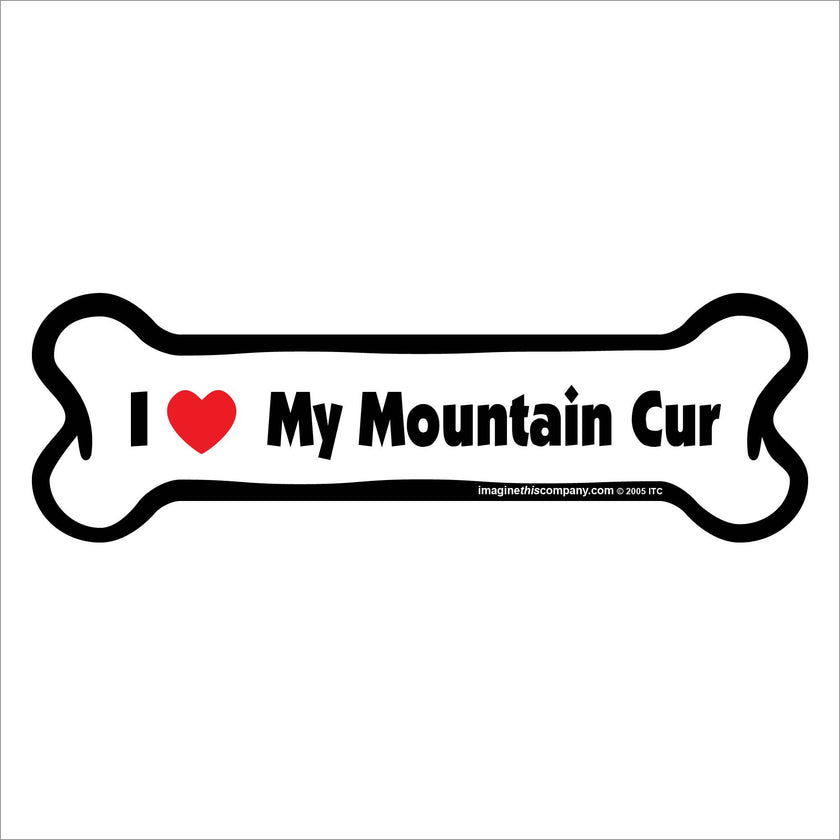 I Love My Mountain Cur  - Bone Car Magnet