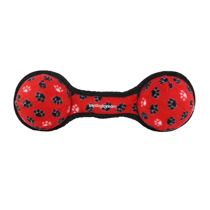Tuffy Ultimate 2 Ball Tug Red Paw, Durable Squeaky Dog Toy