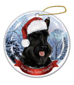 Scottish Terrier Santa Hat Dog Porcelain  Ornament