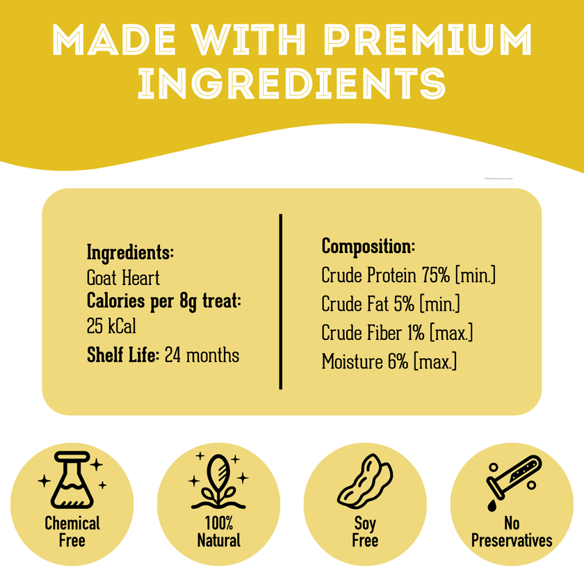 Dehydrated Protein - Goat Heart Treat for dogs 80g
