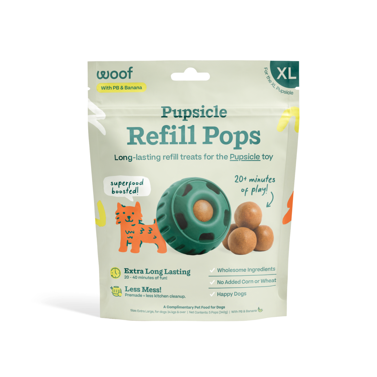 Dog Treat Peanut Butter & Banana Pupsicle Refill Pops
