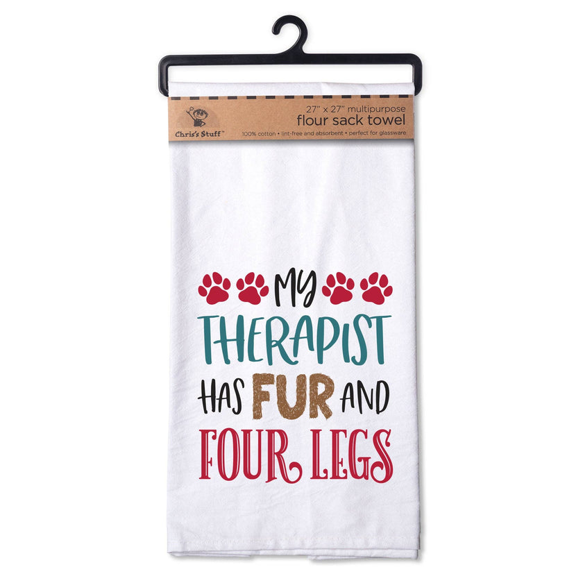 My Therapist Has Fur Flour Sack Towel