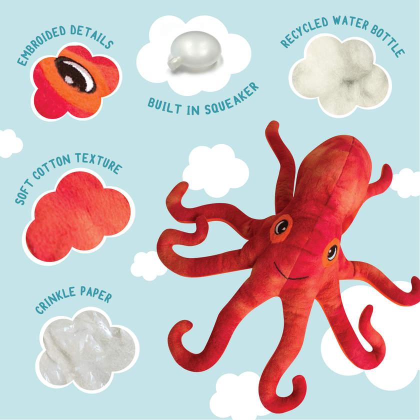 SnugArooz Olivia the Octopus Plush Dog Toy 11