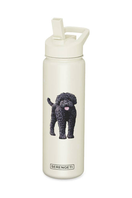 Labradoodle, Black Stainless Steel Water Bottle 24 Oz. Serengeti