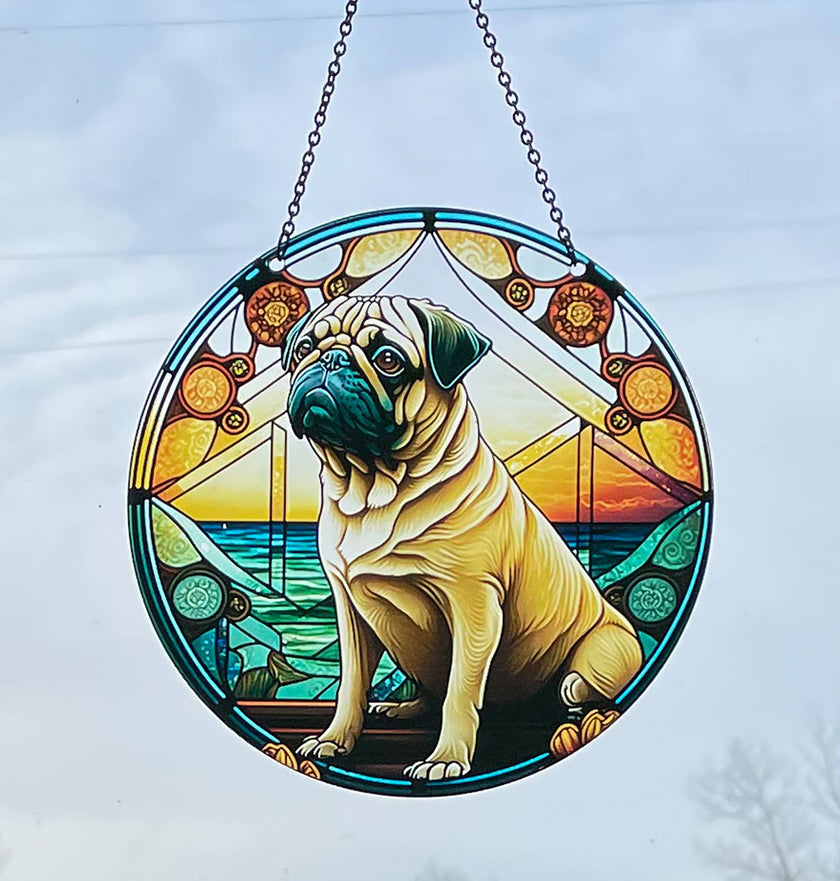 Pug Suncatcher with chain