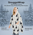 Black & White Cat Snugg Wraps with Hoodie – Ultra Soft Sherpa Fleece Wrap for Pet Lovers