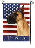 This Great Dane Fawn Uncropped USA American Garden Flag is a testament to the beauty of your favorite breed and the American Flag.