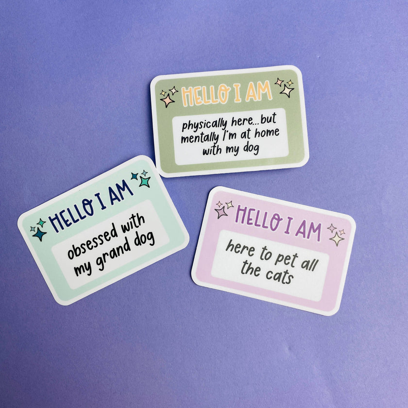 Hello I Am: Here To Pet All The Cats Die Cut Sticker Vinyl Decal